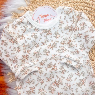 CONJ. DE MALHA 3 PEÇAS - Passarinho com Flores Bordadas - Off White 